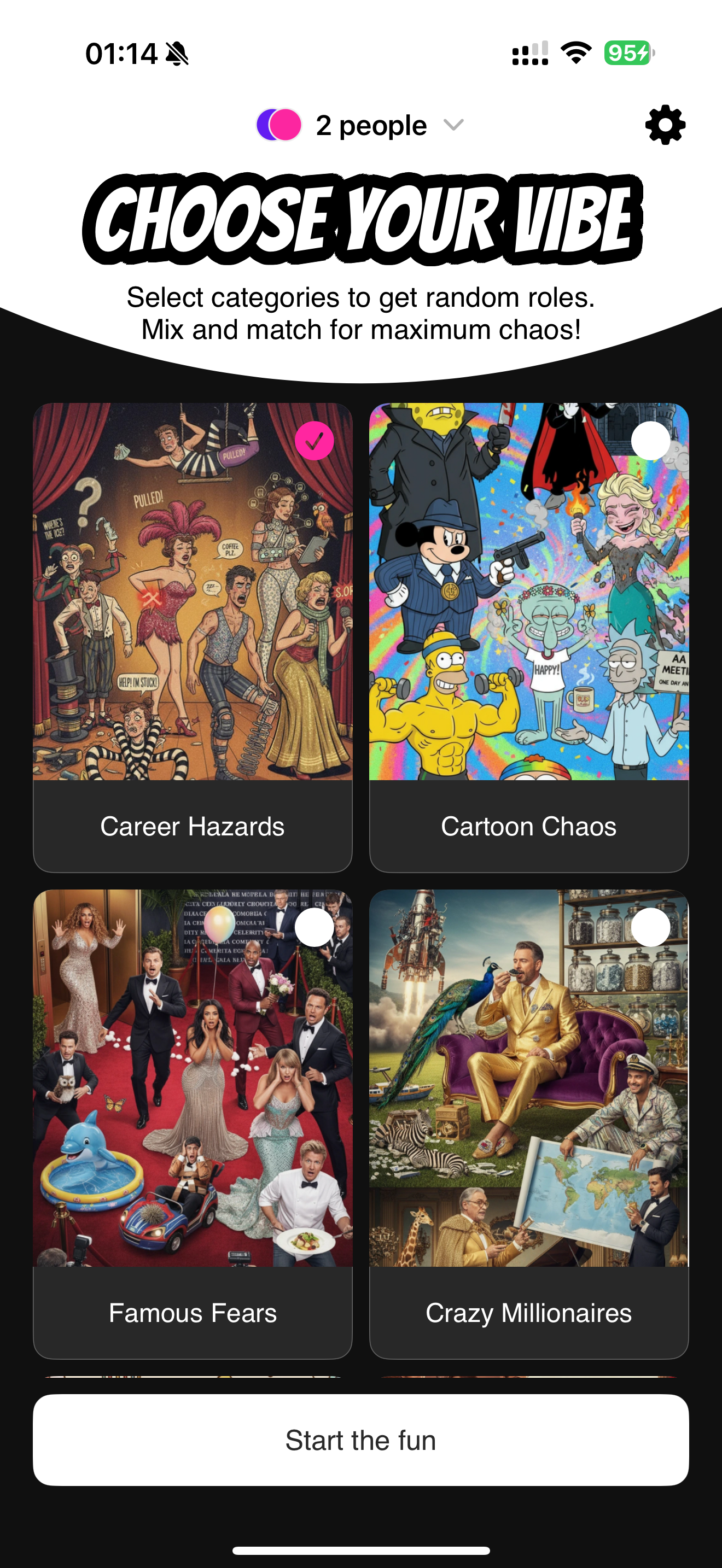 Party Legend Main Screen